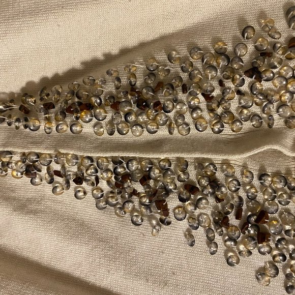 Necessary Objects Beaded Crop Buttoned Sweater Cream Color Women's Size Med - Picture 7 of 8